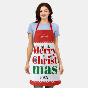 Prettige kersttypografie met elementen schort