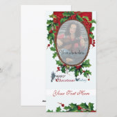 PRETTIGE KERSTWENSEN MET HULSTBES SEN FEESTDAGENKAART (Voorkant / Achterkant)