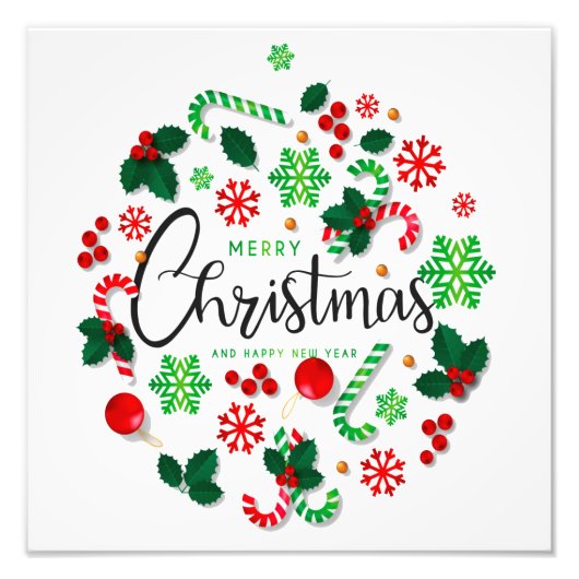 prettige kerstwereld foto afdruk (Voorkant)