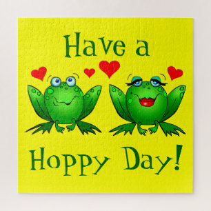 Prettige Kikkers Groene Gele Hoppy Dag Legpuzzel