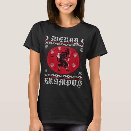 Prettige Krampus. Goth Kerst Ugly Sweater. Krampu T-shirt (Voorkant)