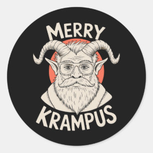 Prettige Krampus Mythische Kerstmis Kerst Vakantie Ronde Sticker