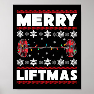 Prettige Liftmas Leuk Kerst Fitness Gym Workout Fi Poster