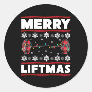 Prettige Liftmas Leuk Kerst Fitness Gym Workout Fi Ronde Sticker