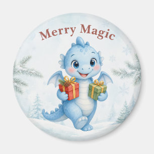 Prettige Magie Blauwe Baby Draak Kerstmis Magneet