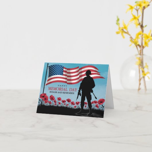 Prettige Memorial Day Rode Klaprozen Militaire Vou Kaart (Gele Bloem)