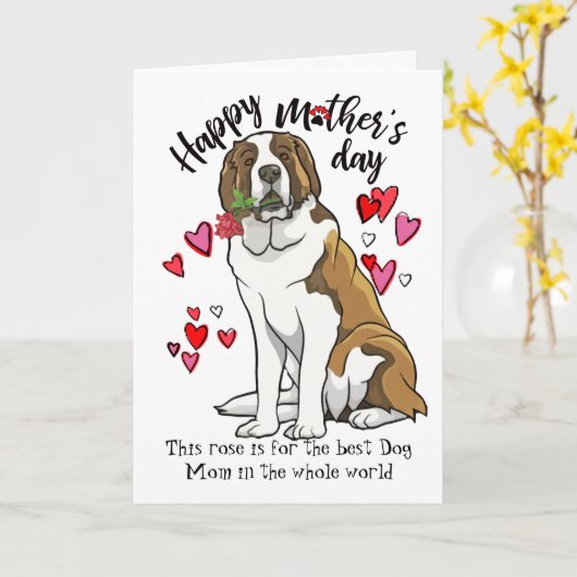 Prettige Moederdag van uw Sint Bernard Kaart (Gele Bloem)