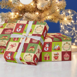 Prettige Momenten – Kerstpictogram Tegels Cadeaupapier
