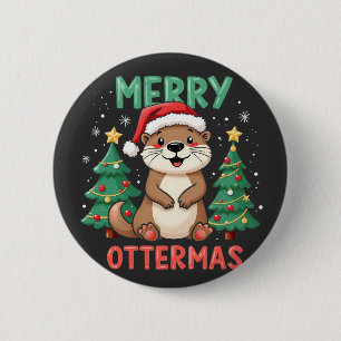 Prettige Ottermas Grappige Otter Dieren Kerstliefh Ronde Button 5,7 Cm