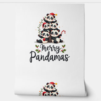 Prettige Pandamas Pun Panda Kerstmis (2) Behang