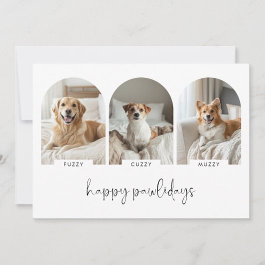 Prettige Pawlidays Fotokaarten Met Naam Van Hond D Feestdagenkaart (Voorkant)