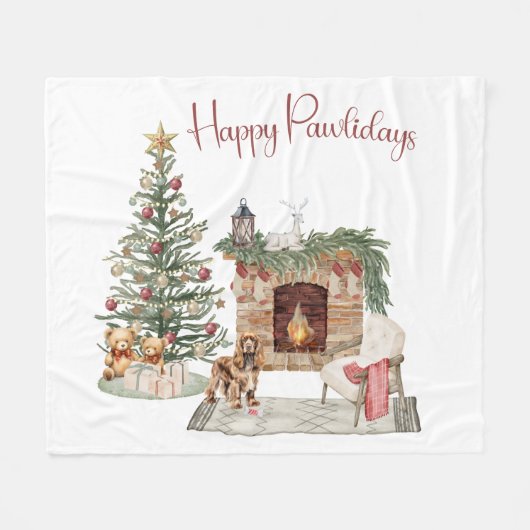 Prettige Pawlidays Hond Design- Cocker Spaniel Fleece Deken (Voorkant (Horizontaal))