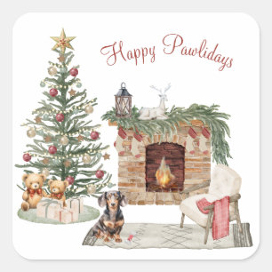Prettige Pawlidays Hond Design- Dachshund Vierkante Sticker
