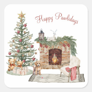 Prettige Pawlidays Hond Design- Poedel Vierkante Sticker