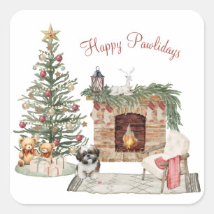 Prettige Pawlidays Hond Design- Shih Tzu Vierkante Sticker