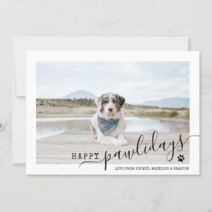 Prettige Pawlidays Hond Foto Moderne Witte Kerstmi Feestdagenkaart