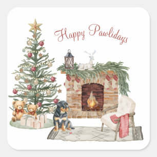 Prettige Pawlidays Honden Design- Rottweiler Vierkante Sticker