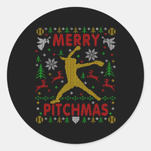 Prettige Pitchmas Fastpitch Softll Pitcher Lelijke Ronde Sticker