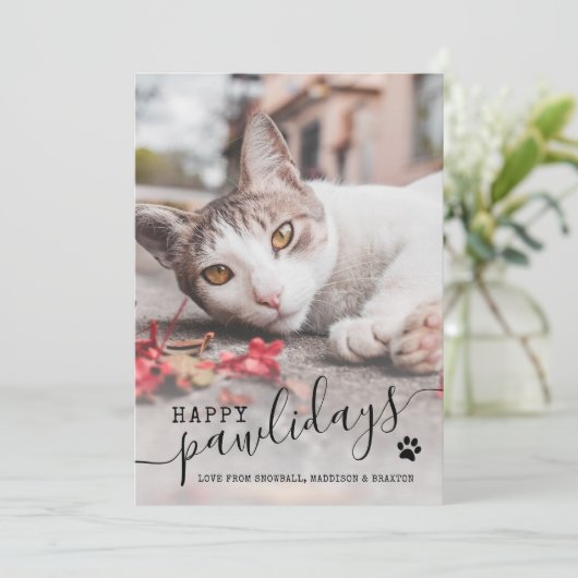 Prettige Poeske Kerst Foto Moderne Huisdier Kerstm Feestdagenkaart (Staand voorkant)