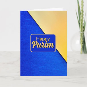 Prettige Purim-kerstkaart - Goud Blauw Geometrisch Kaart