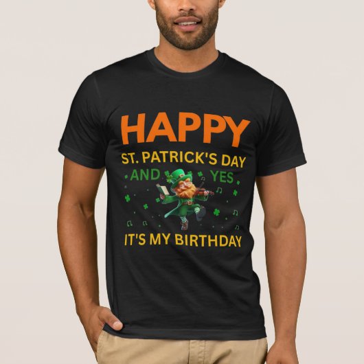 Prettige St. Patrick's Day EN Verjaardag Kabouter T-shirt (Voorkant)