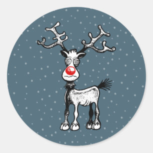 Prettige StressKerstmis met Rudolph de Rendier Sti Ronde Sticker