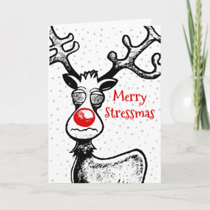 Prettige StressKerstmis Rudolf Kerst Foto Kaart