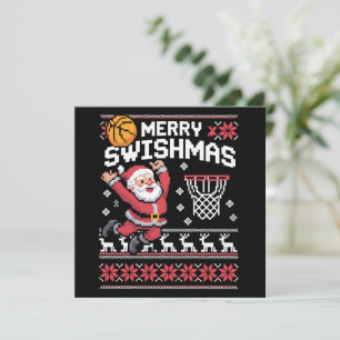 Prettige Swishkerst Basketbal Lelijk Kerstmis Kers Feestdagenkaart