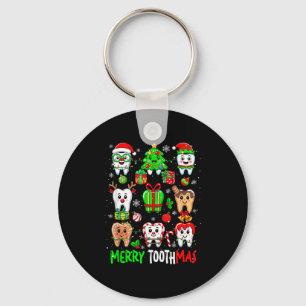 Prettige Tandkerstmis Tanden Collectie Kerstman Re Sleutelhanger