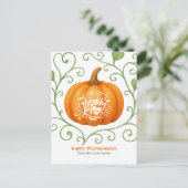 Prettige Thanksgiving Dankbare Scroll Pumpkin Briefkaart (Staand voorkant)