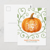 Prettige Thanksgiving Dankbare Scroll Pumpkin Briefkaart (Voorkant / Achterkant)