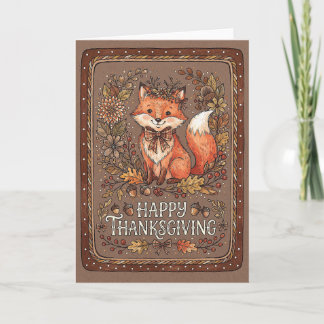 Prettige Thanksgiving Illustratie van een Vossenfi Feestdagen Kaart