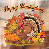 Prettige Thanksgiving Kalkoen Herfst Oogst Grafisc Raamsticker (Vel 2)