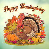 Prettige Thanksgiving Kalkoen Herfst Oogst Grafisc Raamsticker (Vel 3)