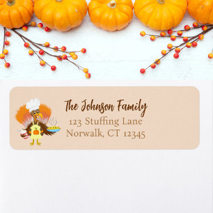 Prettige Thanksgiving-kalkun serveert taart en ijs Etiket