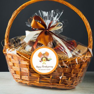 Prettige Thanksgiving-kalkun serveert taart en ijs Ronde Sticker