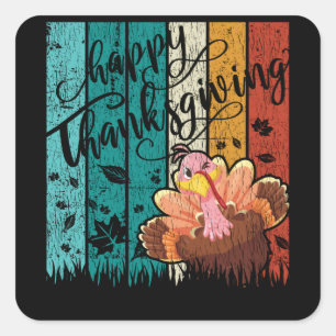 Prettige Thanksgiving Lieve Knipogende Kalkoen Ret Vierkante Sticker
