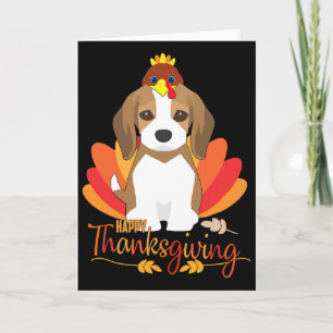 Prettige Thanksgiving Met Kalkoen Beagle Hond Mopp Kaart