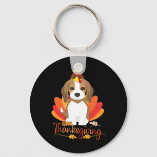 Prettige Thanksgiving Met Kalkoen Beagle Hond Scha Sleutelhanger