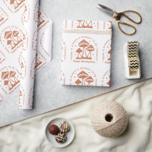 Prettige thanksgiving paddestoel whimsisch terraco cadeaupapier