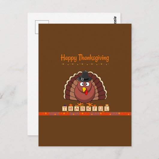 Prettige Thanksgiving, Pilgrim Turkey Briefkaart (Voorkant / Achterkant)
