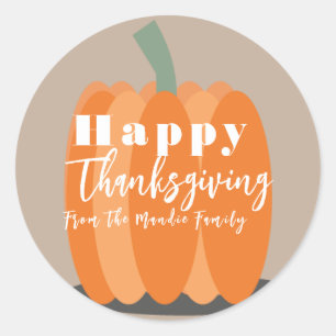 Prettige Thanksgiving Pompoen Grote Favor Ronde Sticker