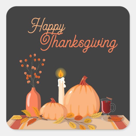 Prettige Thanksgiving Square Sticker (Voorkant)