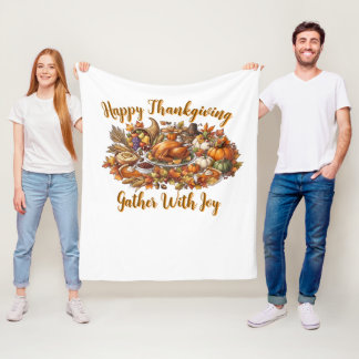 Prettige Thanksgiving Verzamel Met Vreugde Fleece Deken