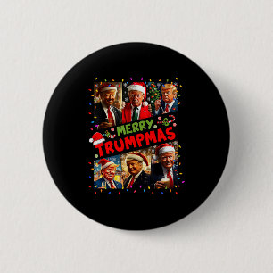 Prettige Trumpmas Kerstman Trump Kerst Pyjama Grap Ronde Button 5,7 Cm