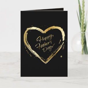 Prettige Vaderdag! Elegant Gouden Hart Calligrafie Feestdagen Kaart