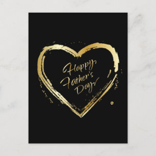 Prettige Vaderdag! Elegante Gouden Hart Calligrafi Feestdagenkaart