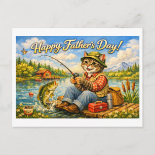 Prettige Vaderdag voor je favoriete vissende katte Briefkaart