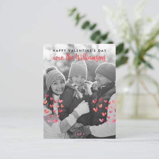 Prettige Valentijnsdag Lieve Rode Harten Familie F Briefkaart (Staand voorkant)