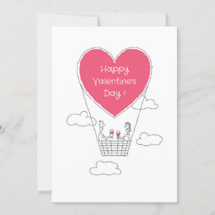 Prettige Valentijnsdag Rode Hart Ballon Koppel Feestdagenkaart